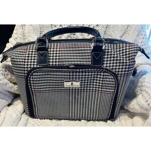 London Fog Houndstooth Black Red Check Luggage Travel Oxford Cabin Bag Carry On